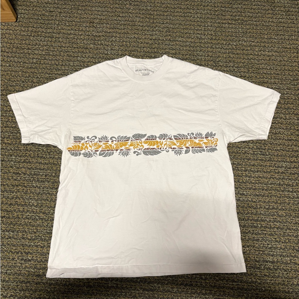 White and Yellow Graphic Men's Shirt